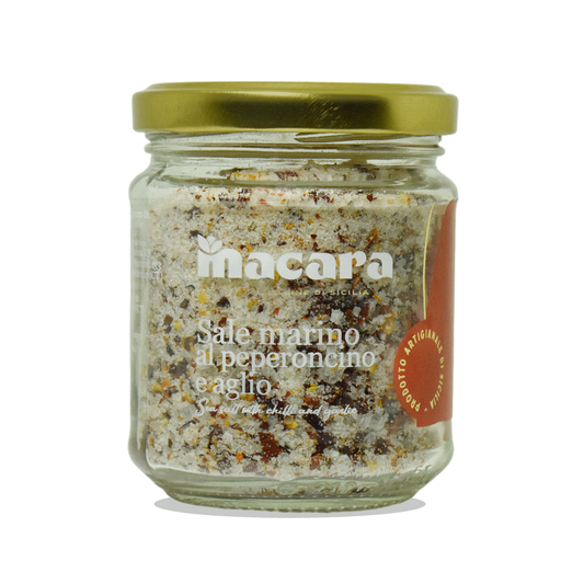 Sicilian sea salt with chili peppers and garlic, 300 g