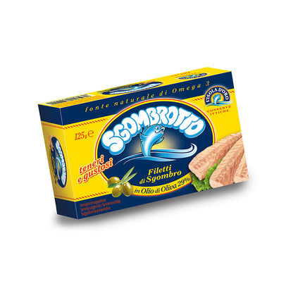 Mackerel fillets in olive oil, 125 g