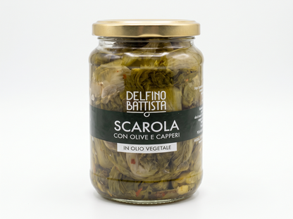 Endivie mit Oliven und Kapern in Sonnenblumenöl, 320 g (Scarola sott'olio)