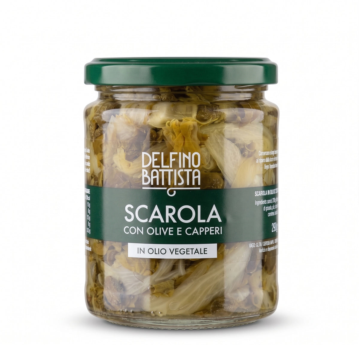 Endivie mit Oliven und Kapern in Sonnenblumenöl, 320 g (Scarola sott'olio)