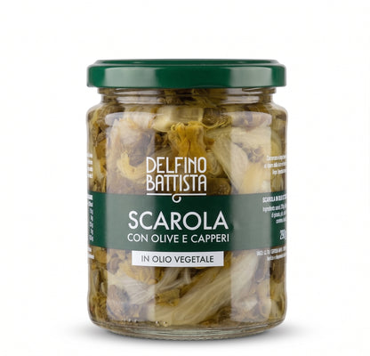 Endivie mit Oliven und Kapern in Sonnenblumenöl, 320 g (Scarola sott'olio)